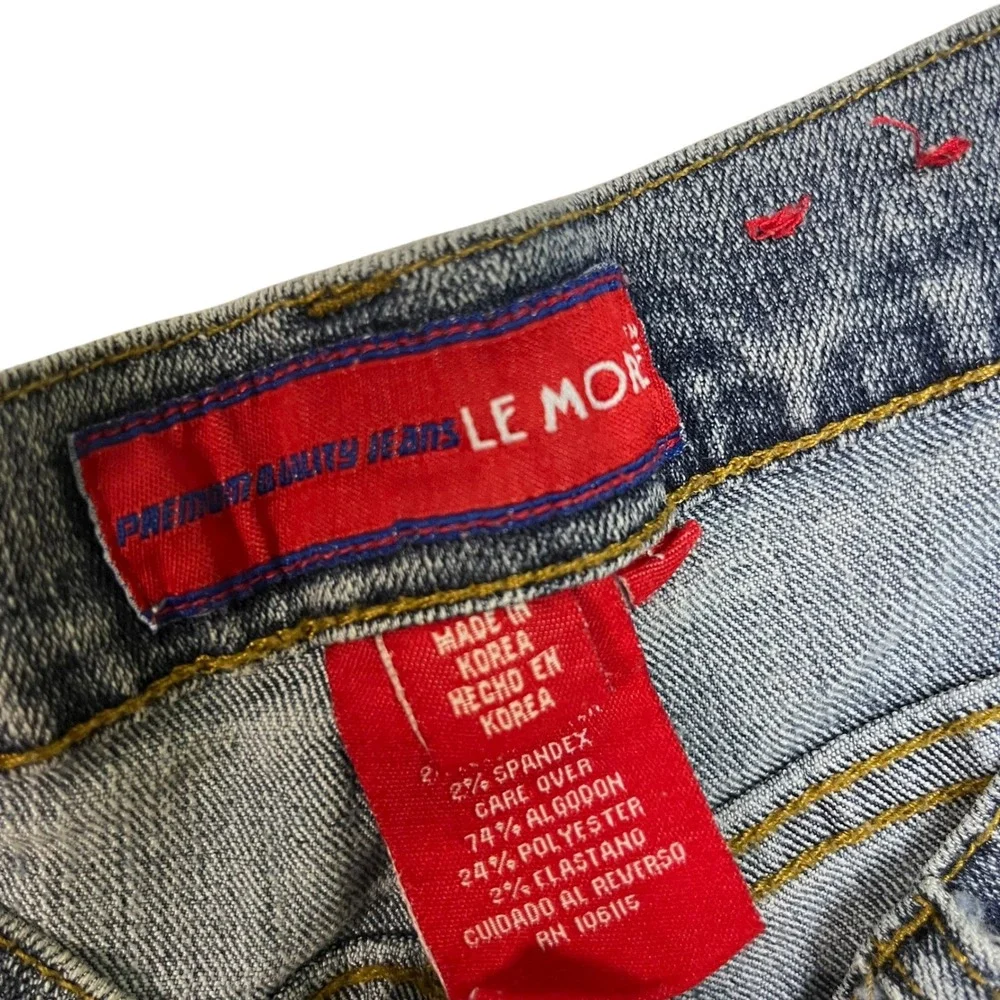 Vintage Le More 90's Bootcut Jeans Patchwork NFL Team Logos ‎ Denim Size 28x31